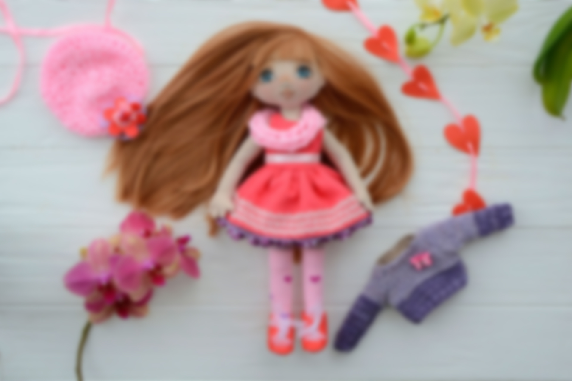 Cute spring handmade doll and sweater